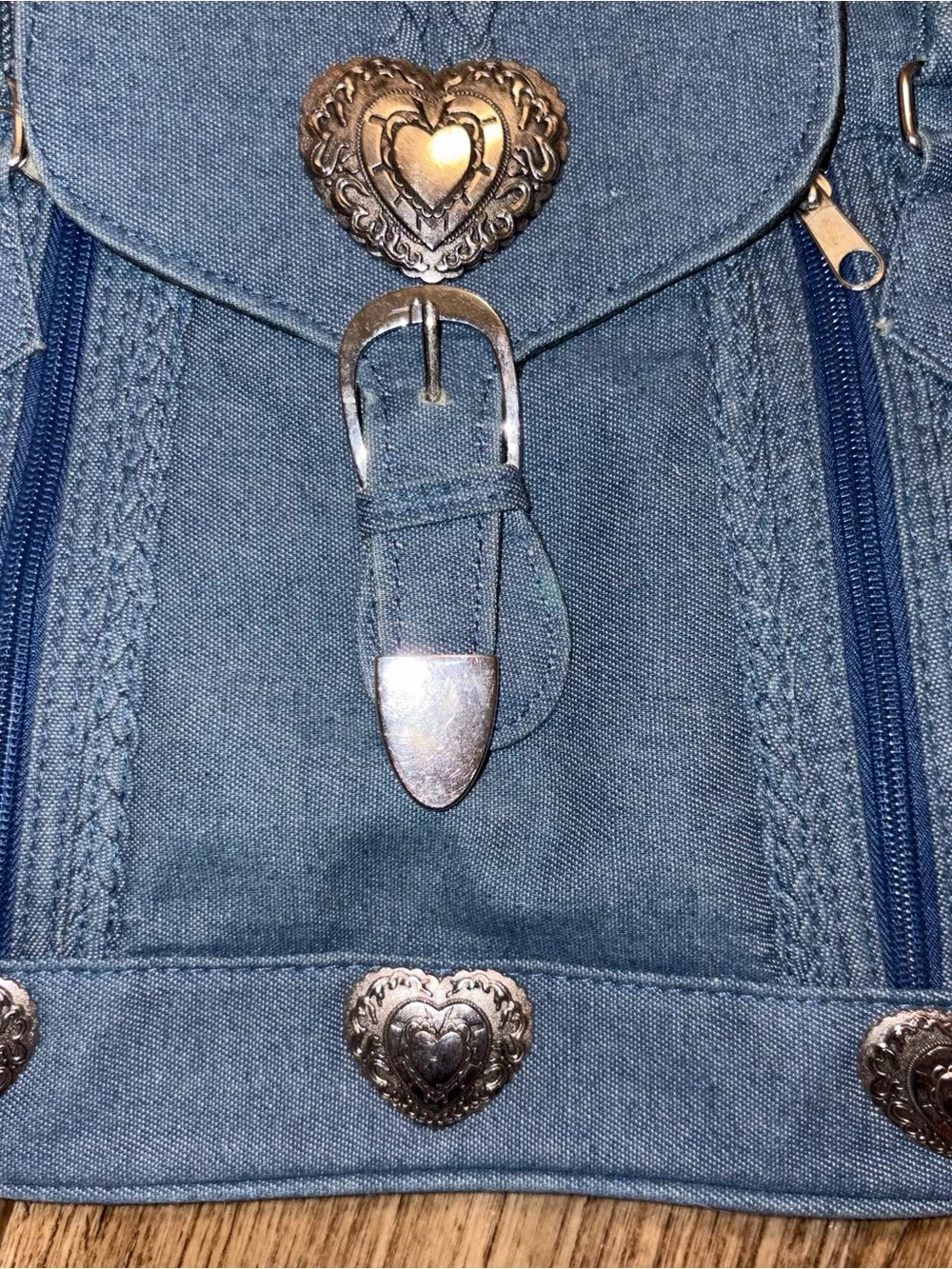 Brighton INSPIRED denim purse with front zip pockets and keychain